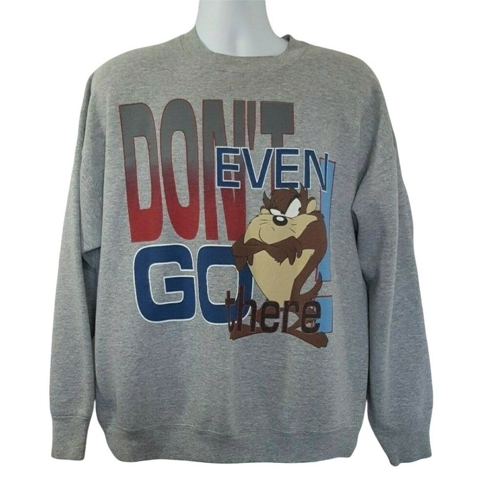 Vintage 90s Taz Crewneck Sweatshirt Mens XL Loony Tunes Don't Even‎ Go There